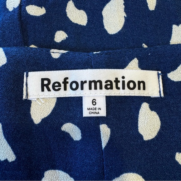 Reformation Crimini Dress Moray Print Blue Crimini Midi Slip Dress Size 6 - Picture 6 of 11